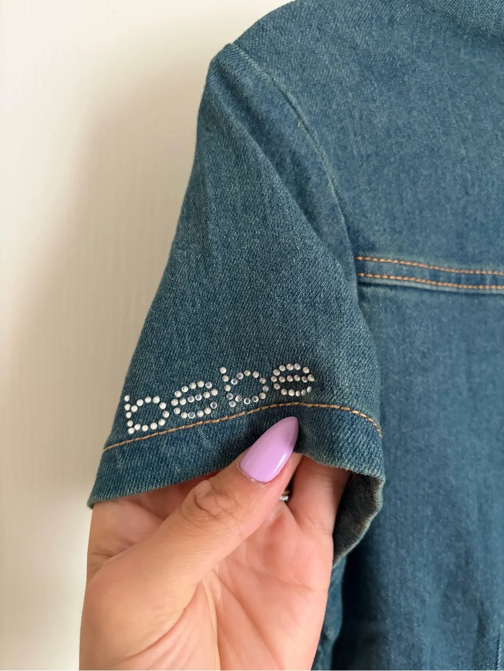 Bebe Denim Shirt Dress | Button Front | Stretch Denim | Size Small - Picture 3 of 4